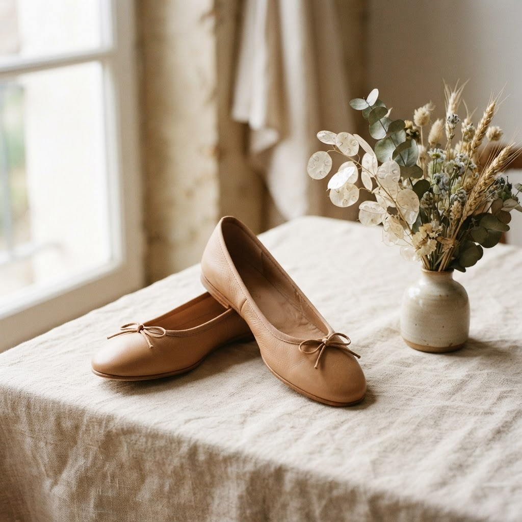 Handmade leather ballet flats